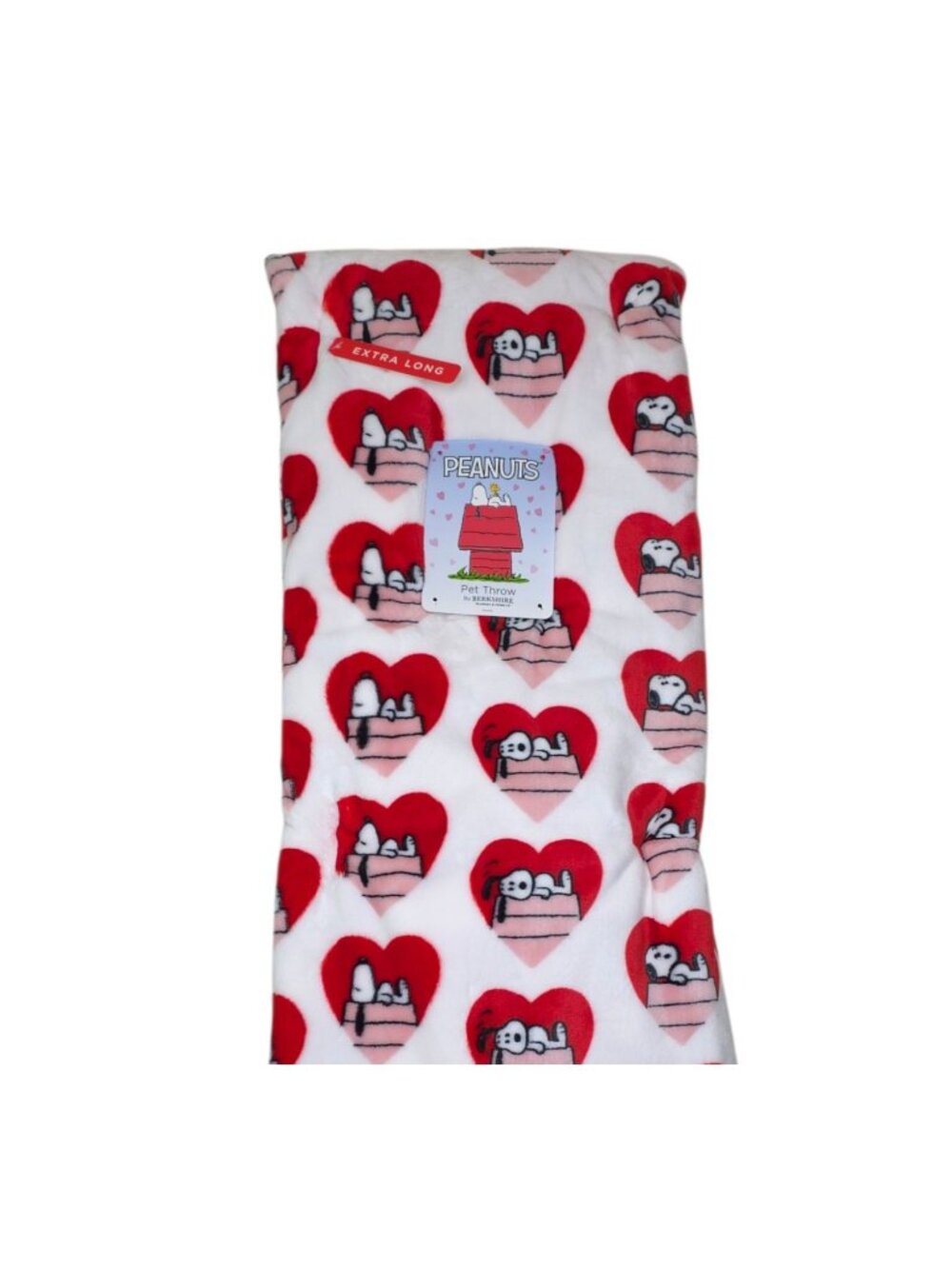 Peanuts Snoopy Heart Pattern Pet Plush Throw Blanket Extra Long 60x70 Berkshire